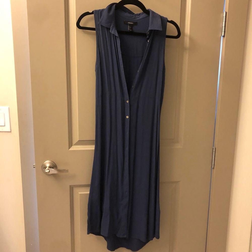 Blue button up dress